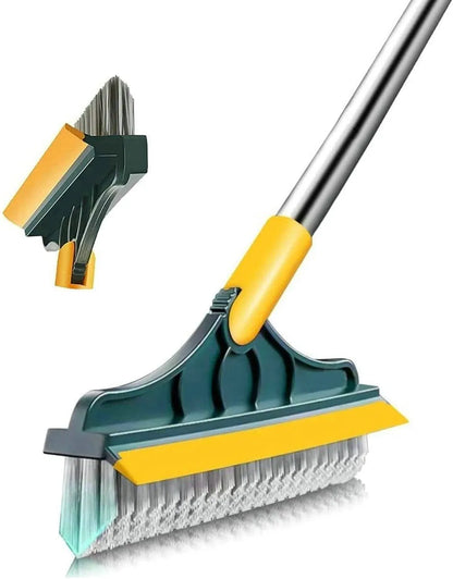 Escoba 3 en 1  Cepillo de limpieza de cerdas rígidas con escobilla, cepillo rotatorio para azulejos y escoba