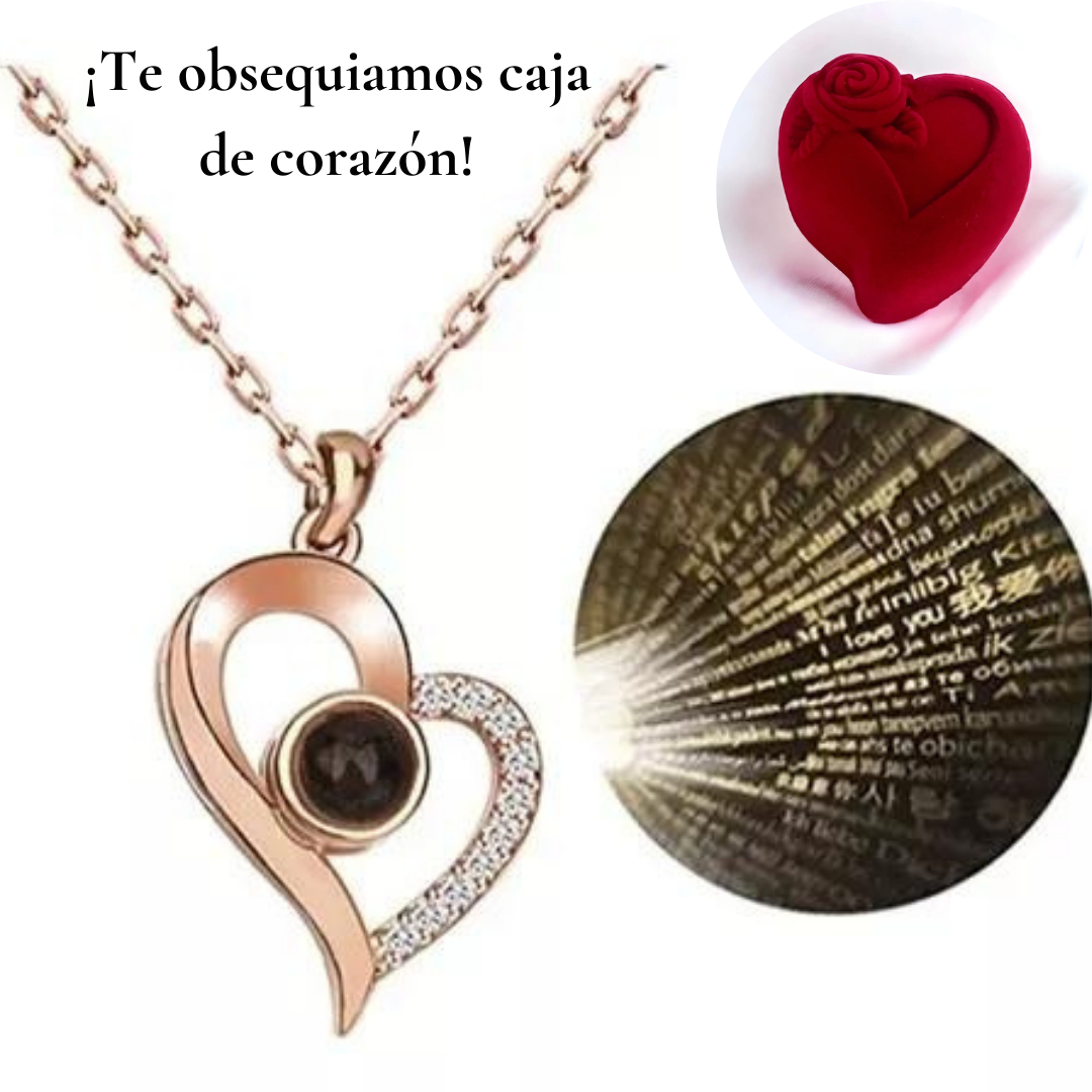 COLLAR "TE AMO EN 100 IDIOMAS "  + CAJA DE LUJO GRATIS